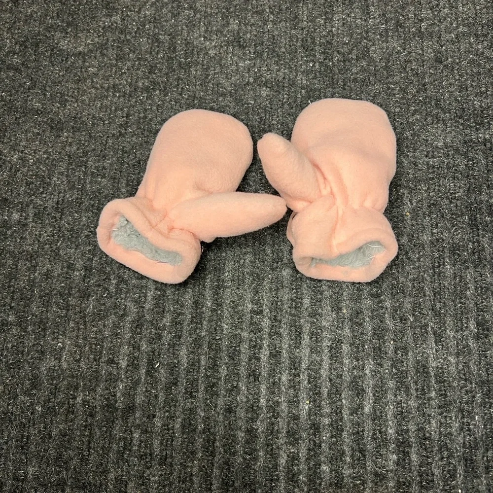 Soft Pink and Gray Kids Mittens